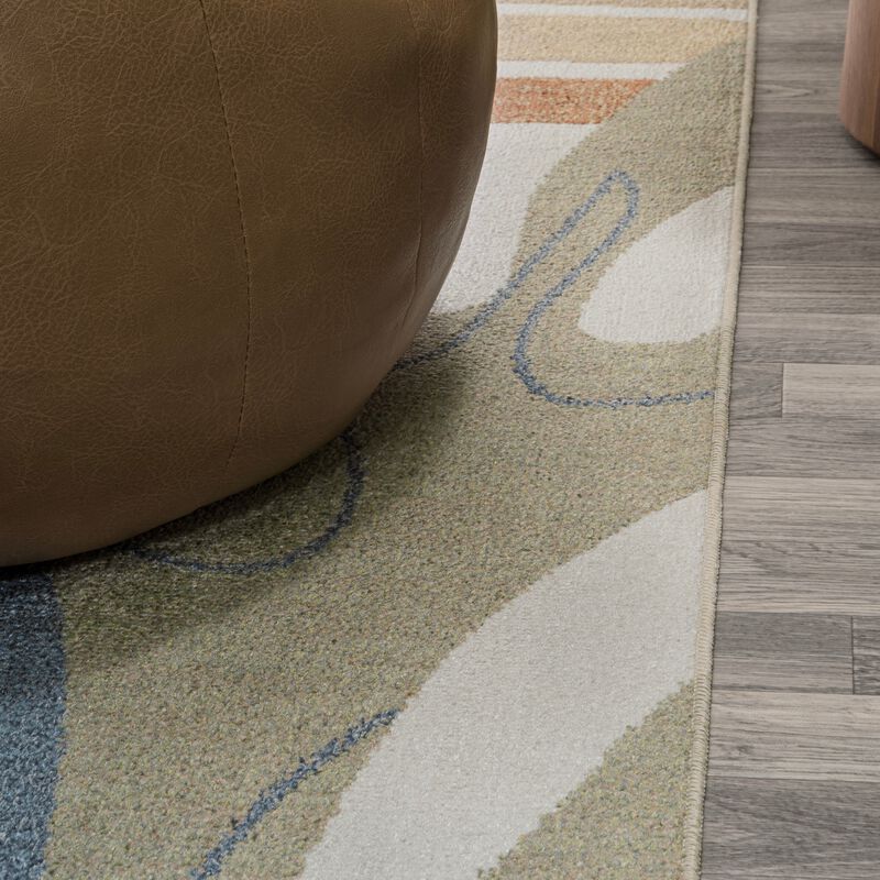 Algae Abstract Glam Botanical Machine-Washable Area Rug