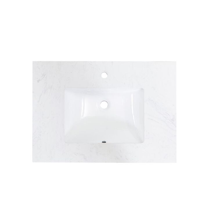 Altair 31 in. Composite Stone Vanity Top in Aosta White with White Sink