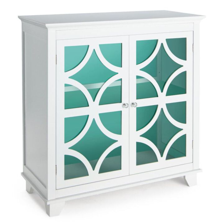 Hivvago Kitchen Buffet Sideboard with Glass Doors and Adjustable Shelf