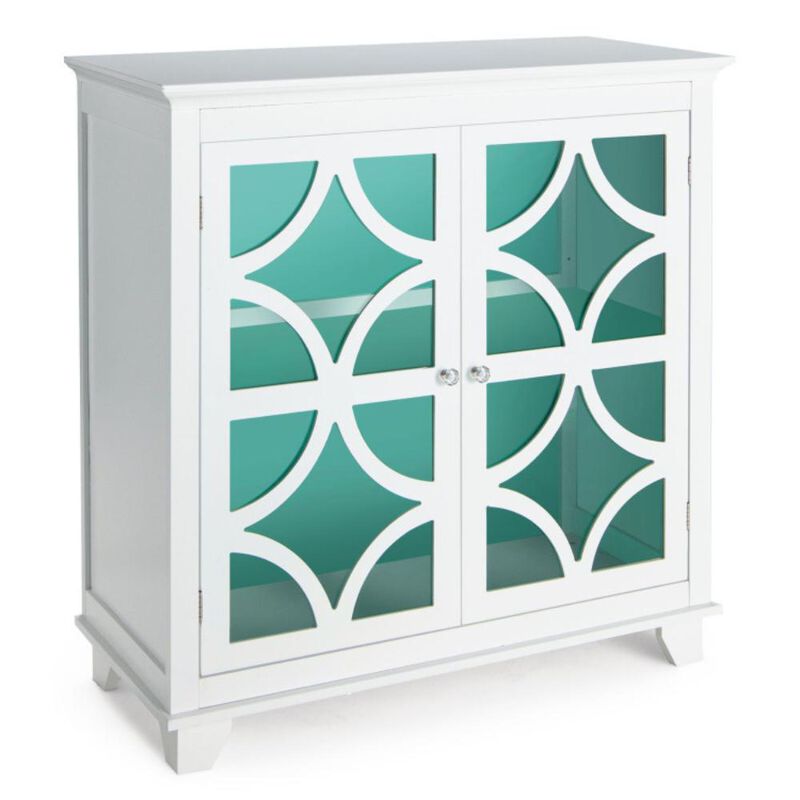 Hivvago Kitchen Buffet Sideboard with Glass Doors and Adjustable Shelf