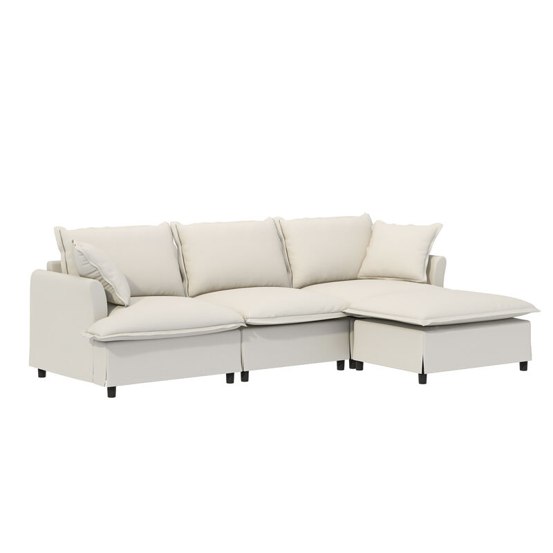 Merax Chenille Sectional Sofa with Ottoman