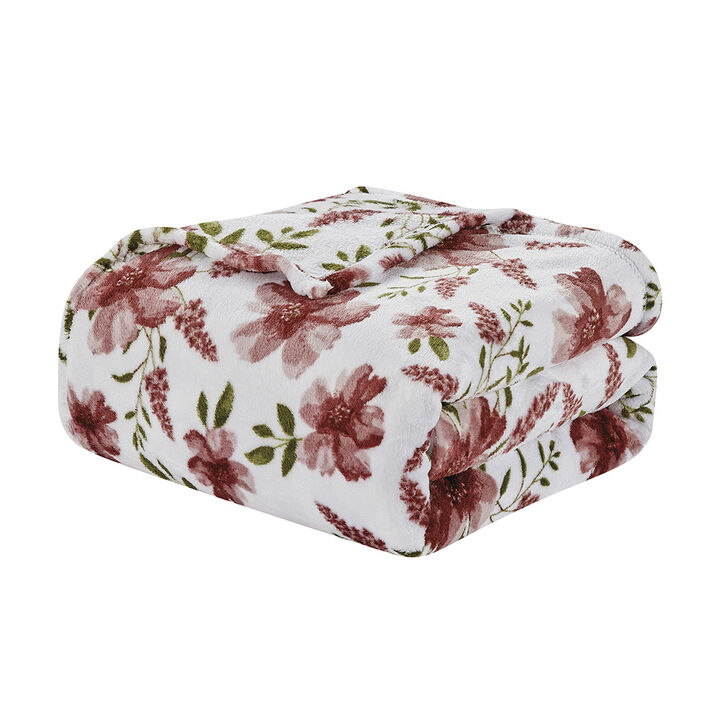 Plazatex Luxurious Ultra Soft Lightweight Rayla Printed Bed Blanket Floral 60" x 90"