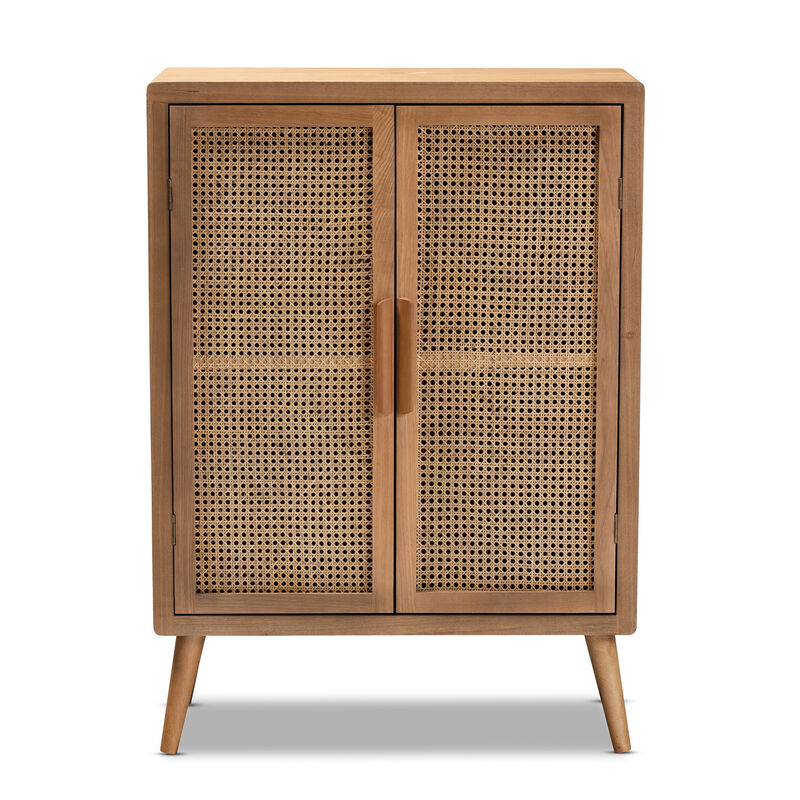 Baxton Studio Alina Mid Century Medium Oak Finished Wood 2 Door Accent Storage Cabinet