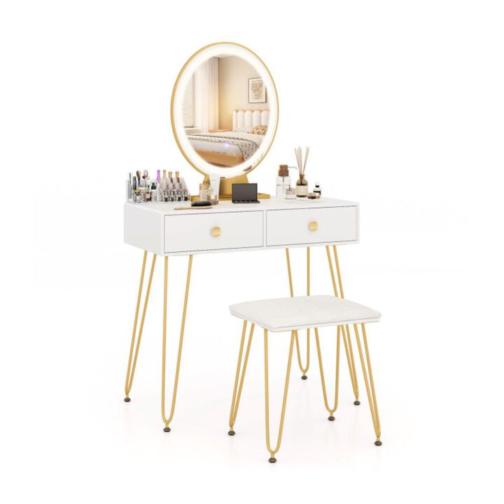 Hivvago Industrial Makeup Dressing Table with 3 Lighting Modes