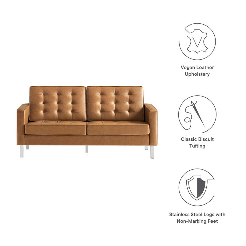 Loft Tufted Vegan Leather Loveseat
