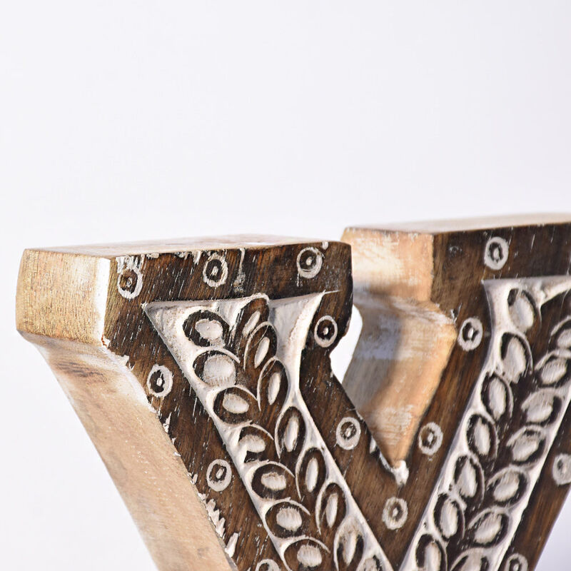 Vintage Natural Handmade Eco-Friendly "Y" Alphabet Letter Block For Wall Mount & Table Top Décor