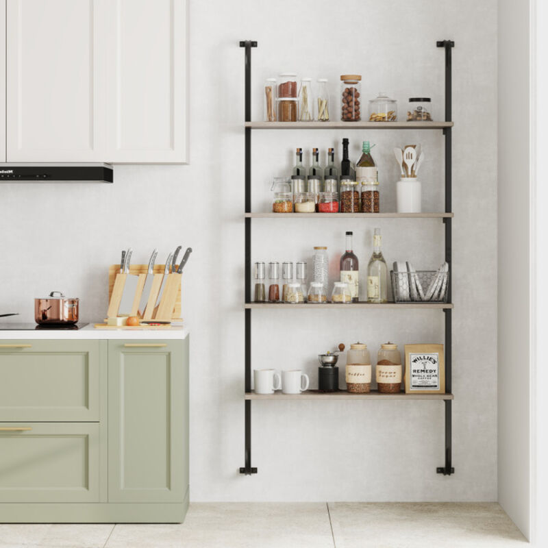 4-Tier Industrial Pipe Shelving with Metal Frame for Living Room Kitchen