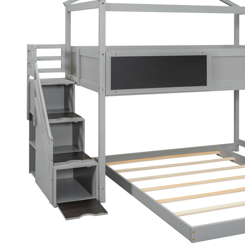 Merax House Bunk Bed with Storage Staircase