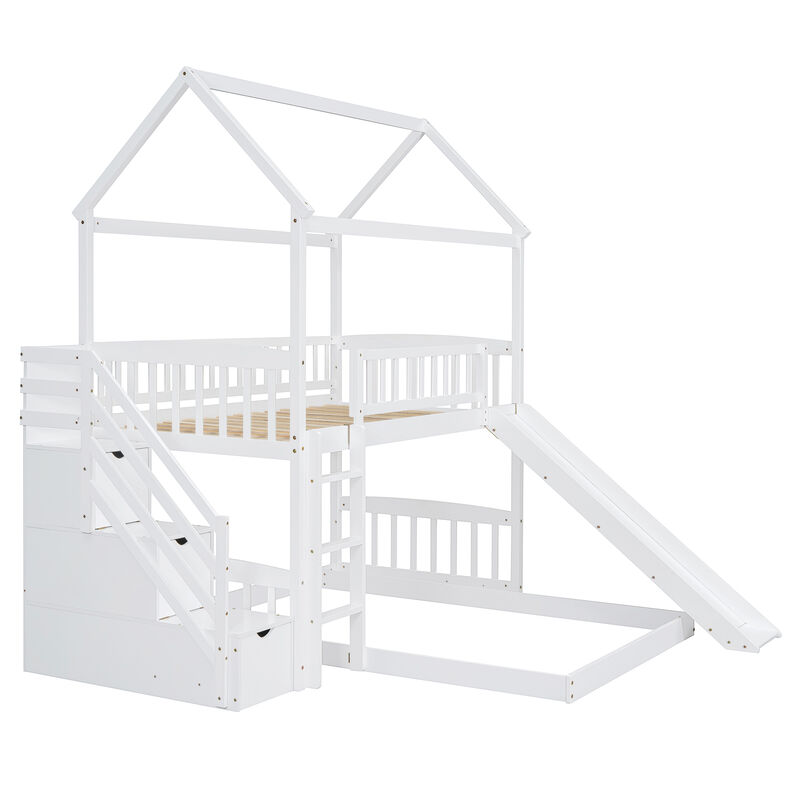 Merax Bunk Bed with Two Drawers and Slide