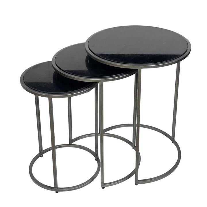 Carolina Living Serena Nesting Tables - Black Marble - Industrial