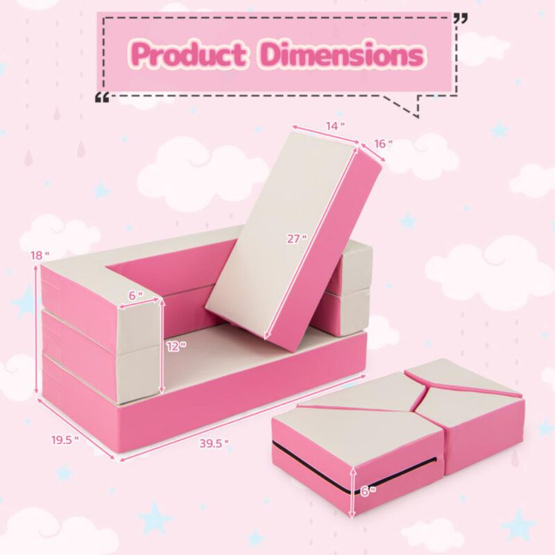 Hivvago 8-Piece 4-in-1 Kids Climb and Crawl Foam Playset-Pink