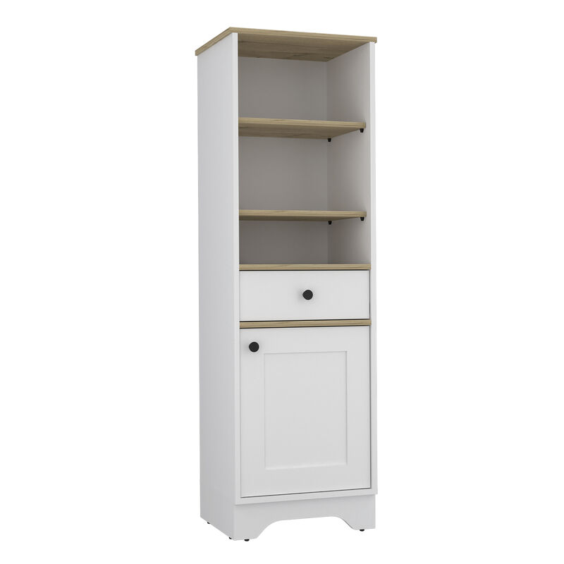 Linen Cabinet Burnedt, Bathroom, Light Oak / White