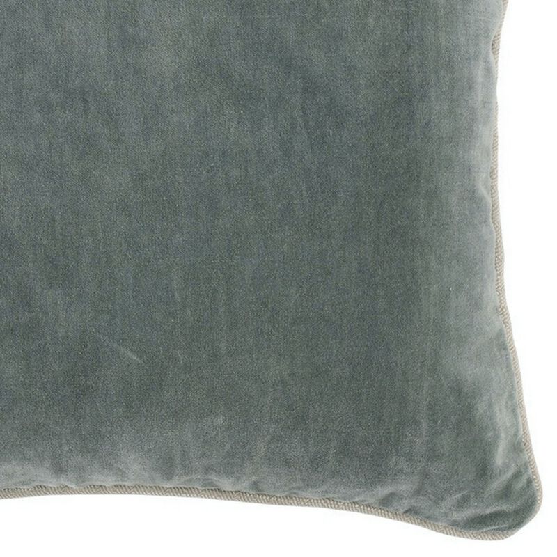 Square Throw Pillow with Cotton Cover, Sage Green-Benzara