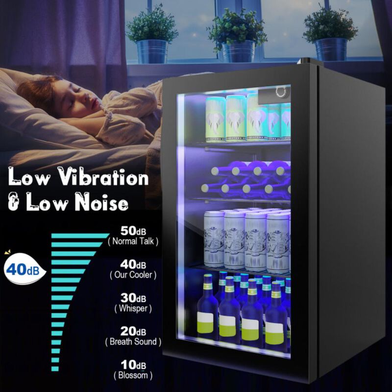 Hivvago 120 Can Beverage Mini Refrigerator with Glass Door