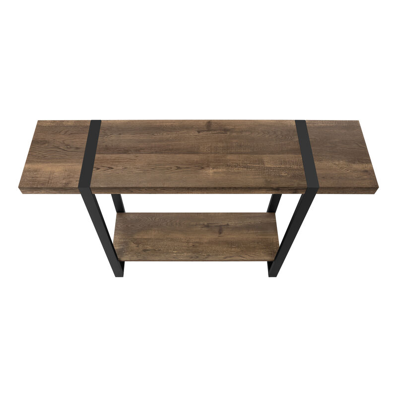 Monarch Specialties I 2851 Accent Table, Console, Entryway, Narrow, Sofa, Living Room, Bedroom, Metal, Laminate, Brown, Black, Contemporary, Modern