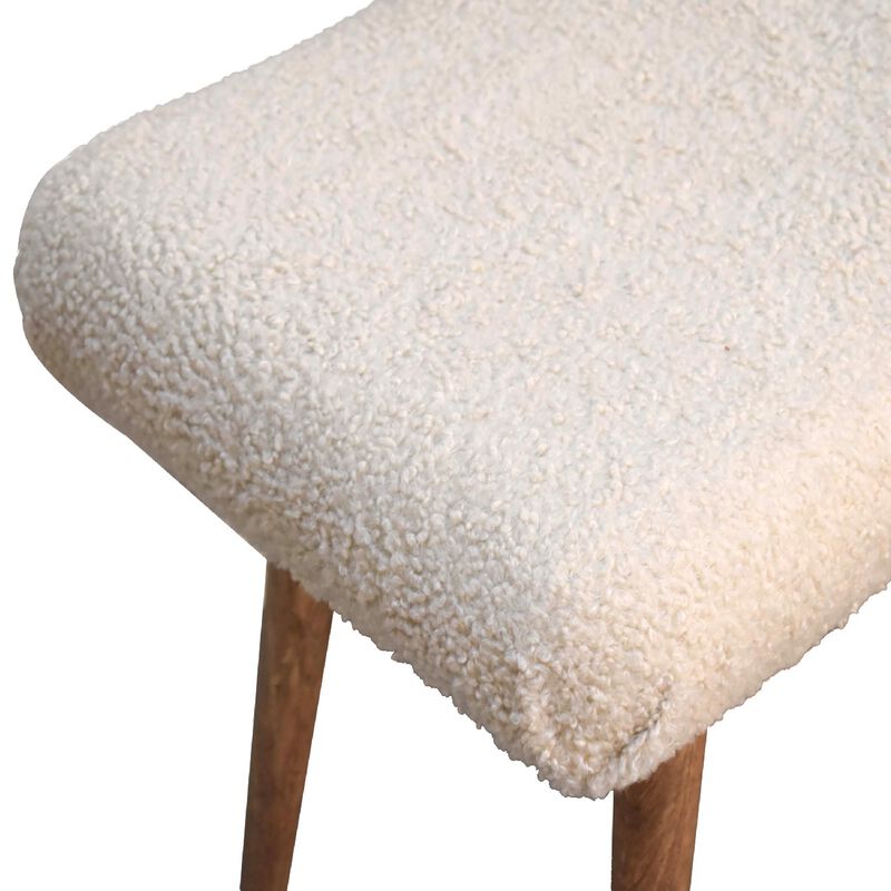 Artisan Furniture Boucle Cream Solid Wood  Curved Bench