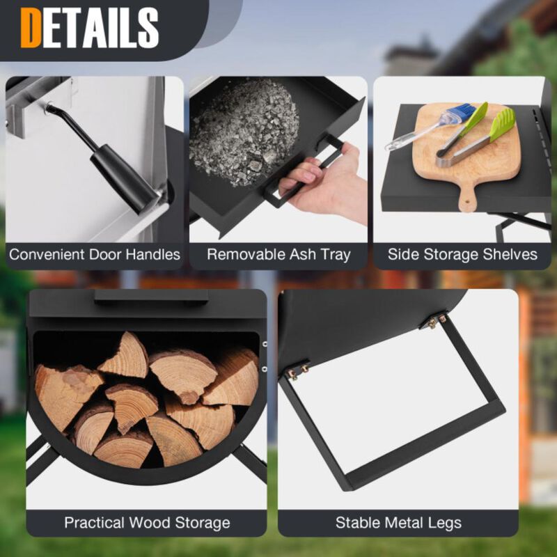 Hivvago Outdoor Pizza Oven with 600D Oxford Fabric Cover 12 Inch Pizza Stone and Cooking Grill