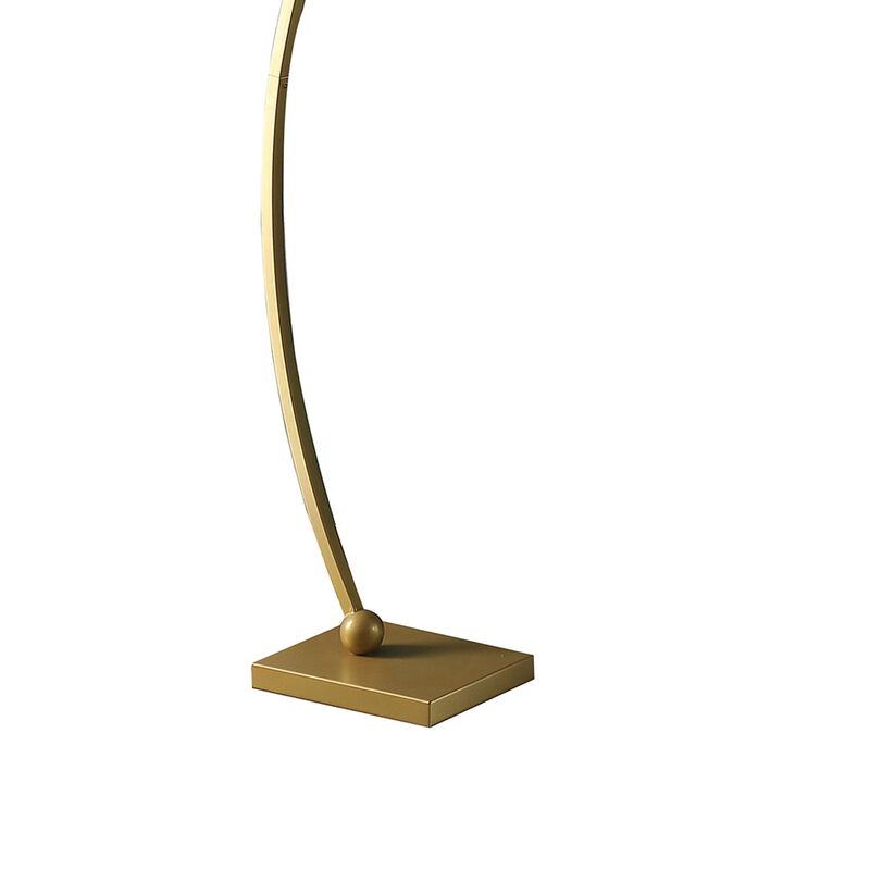 Benjara Table Jiya 59 Inch Arc Floor Lamp, Hanging Design, 2 Drum Shades, Gold and White
