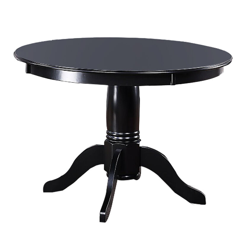 5 Piece Wooden Dining Set with Leatherette Padded Chairs, Black - Benzara