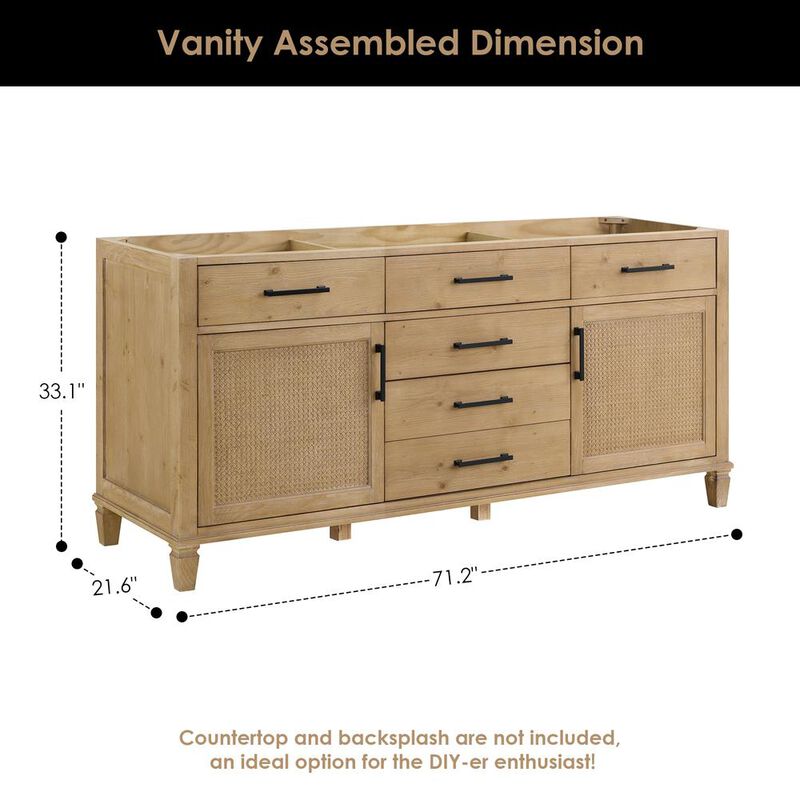 Altair Double Bathroom Cabinet Vanity Base without Top and Sink, no Mirror