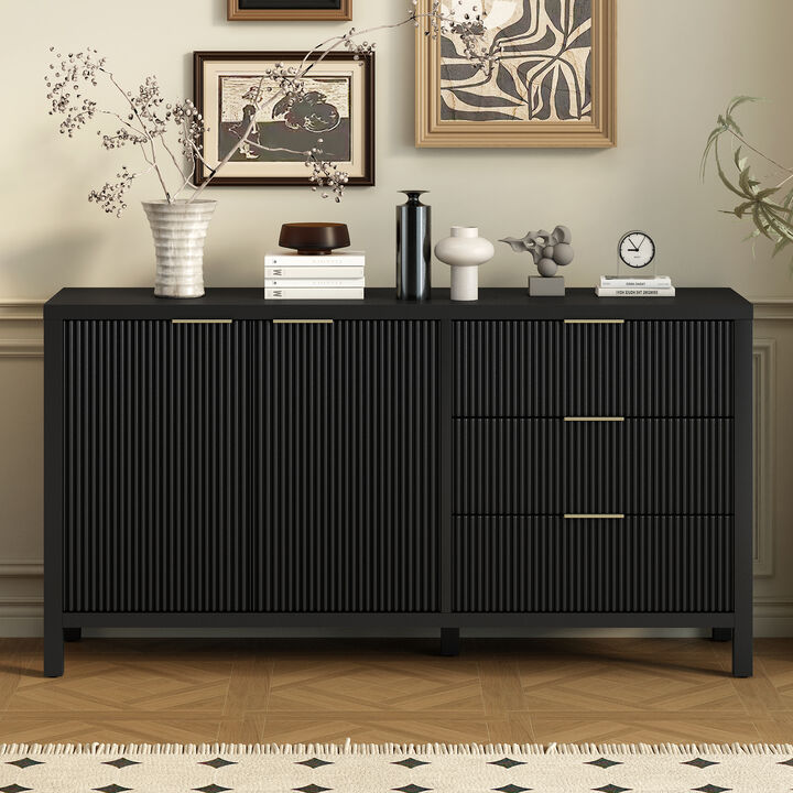 Merax Wave-Pattern Sideboard Storage Cabinet