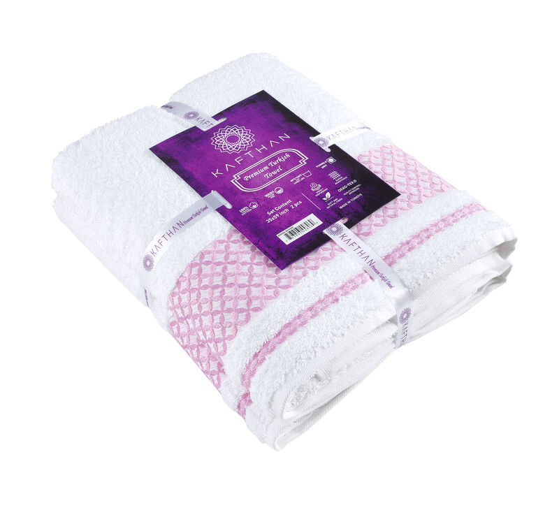 KAFTHAN Textile Plaid Turkish Cotton Bath Towels (Set of 2)