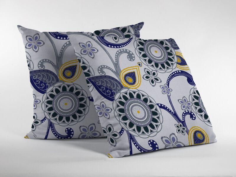 Hivvago 18"Navy White Floral Suede Zippered Throw Pillow