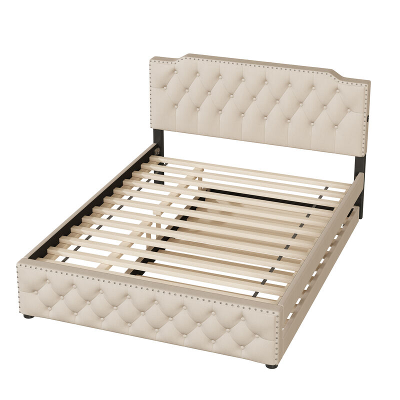 Merax Upholstered Platform Bed with USB Ports