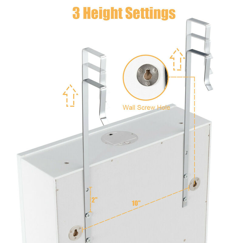 Door Hanging Mirror Jewelry Armoire with Full Length Mirror and 6 Drawers