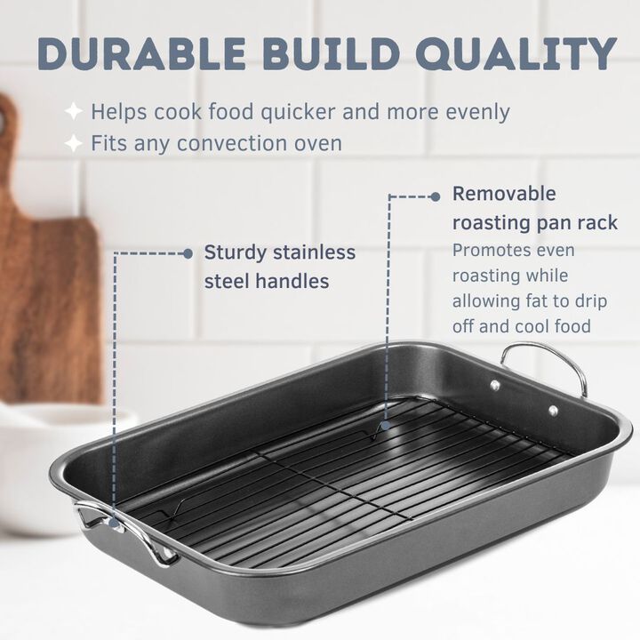 15" Non-Stick Carbon Steel Roasting Pan with Flat Rack
