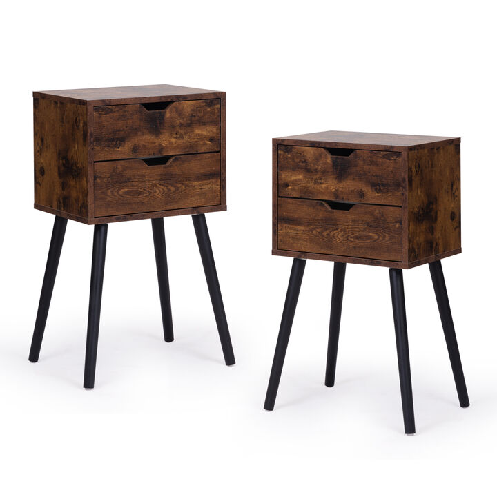 Streamdale 2-Drawer Nightstand in Rustic Brown