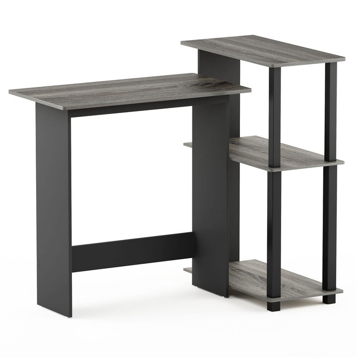 Furinno Furinno Abbott Corner Computer Desk with Bookshelf, French Oak Grey/Black, 16086R1GYW/BK