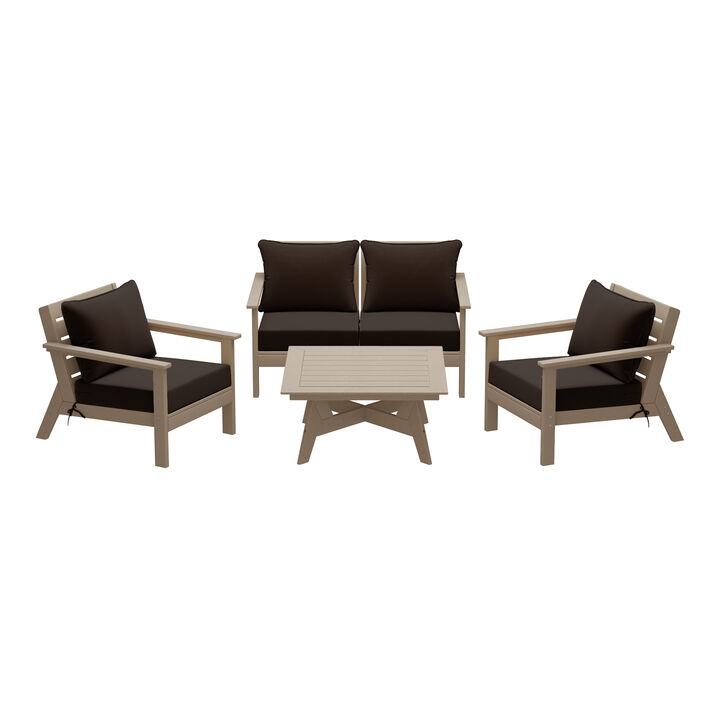 WestinTrends Outdoor 5-Piece Modular Sectional Patio Furniture Sofa Set
