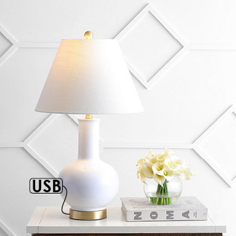 Han Ceramic/Iron Contemporary USB Charging LED Table Lamp