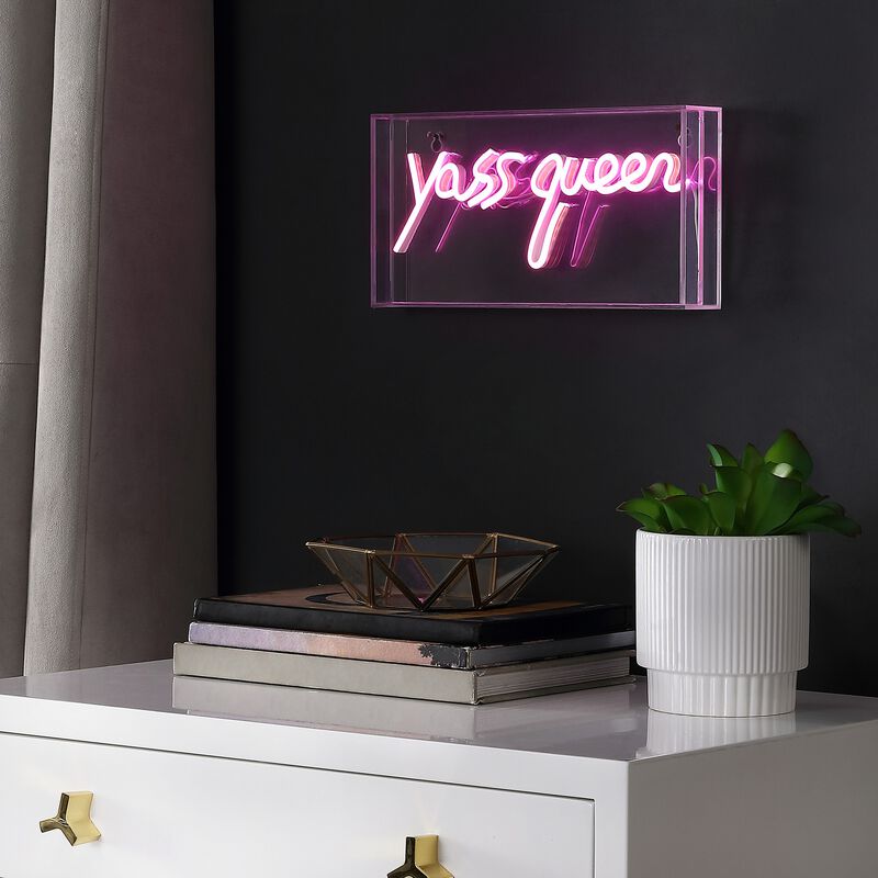 Yass Queen 11.8" Contemporary Glam Acrylic Box USB Operated LED Neon Light
