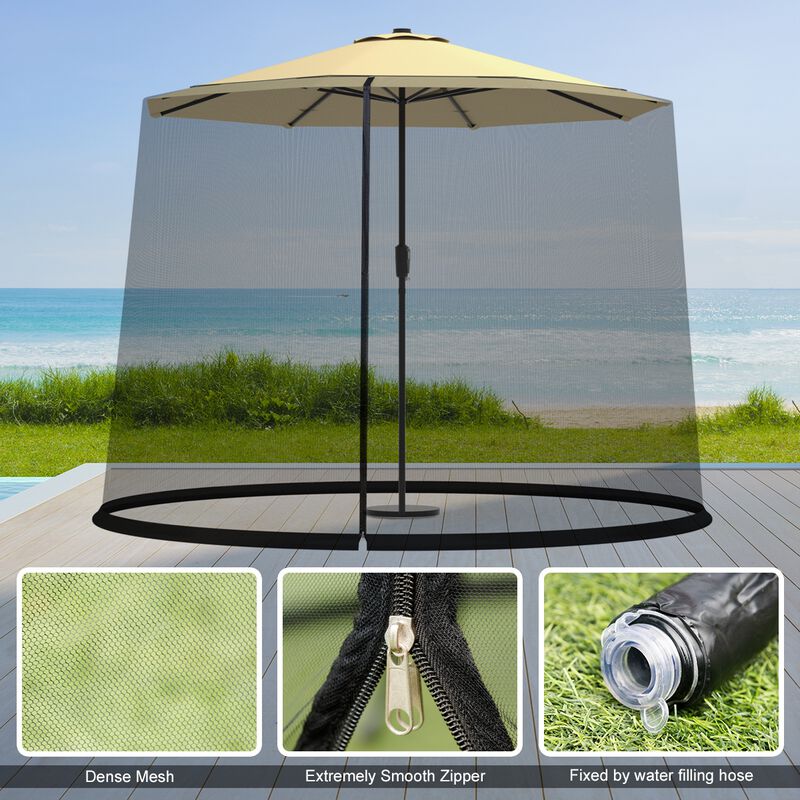 Outdoor Umbrella Table Screen with Mosquito, Bug, and Insect Net for Patio Protection