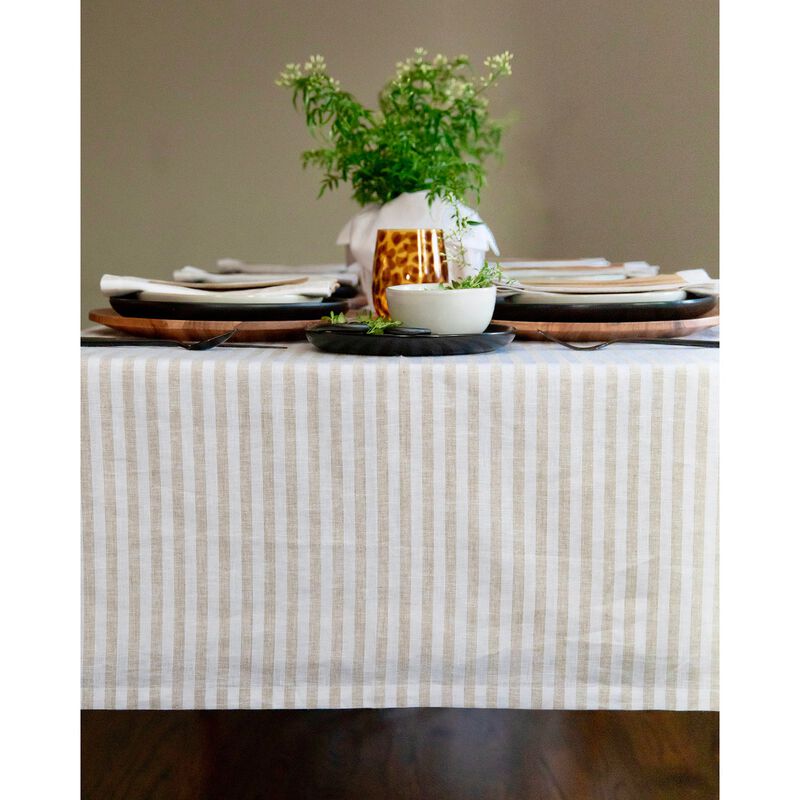 Solino Home 100% Pure Linen Tablecloth | Amalfi Stripe