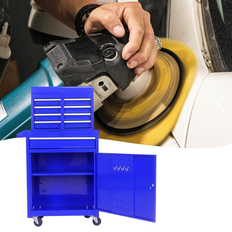 Detachable 5-Drawer Tool Chest Rolling Storage Cabinet with Adjustable Shelf for Garage & Workshop