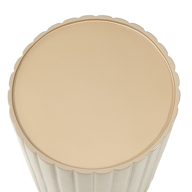Michael Amini Malibu Crest Round Chairside Table - Chardonnay