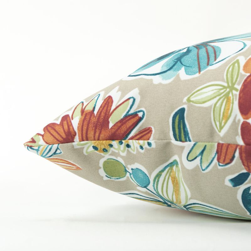 22"x22" Indoor/Outdoor Pillow, Whimsical Floral