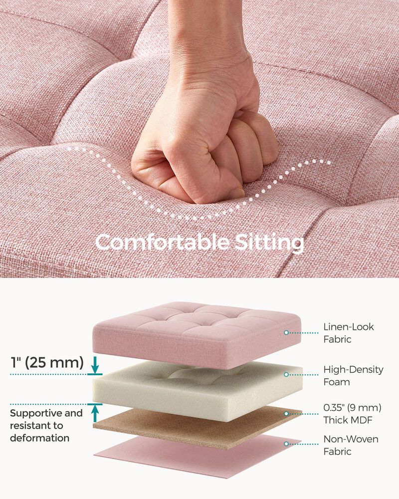 43-Inch Folding Storage Ottoman Bench with Wooden Divider - Storage Chest and Foot Rest Stool