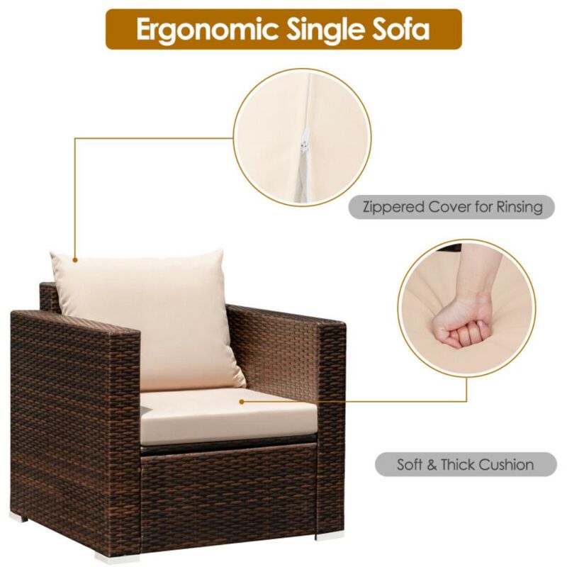 Hivvago 3 Pieces Patio Conversation Rattan Furniture Set with Cushion