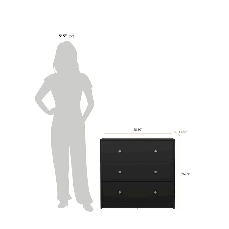 Tvilum Portland 3 Drawer Chest - Black