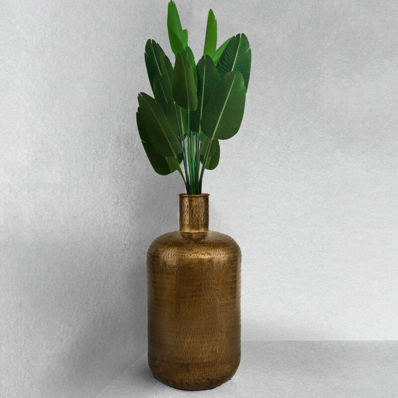 Antique Gold Metal 26 in Tall Floor Bottle Shape Vase for Entryway, Living Room, or Dining Room, Decorative, Tall, Home Decor, Classic Design, Living Room Centerpiece, Gold Finish, Unique Floor Accent