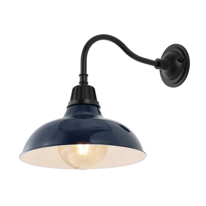 Aurora Farmhouse Industrial Indoor/Outdoor Iron LED Gooseneck Arm Outdoor Sconce