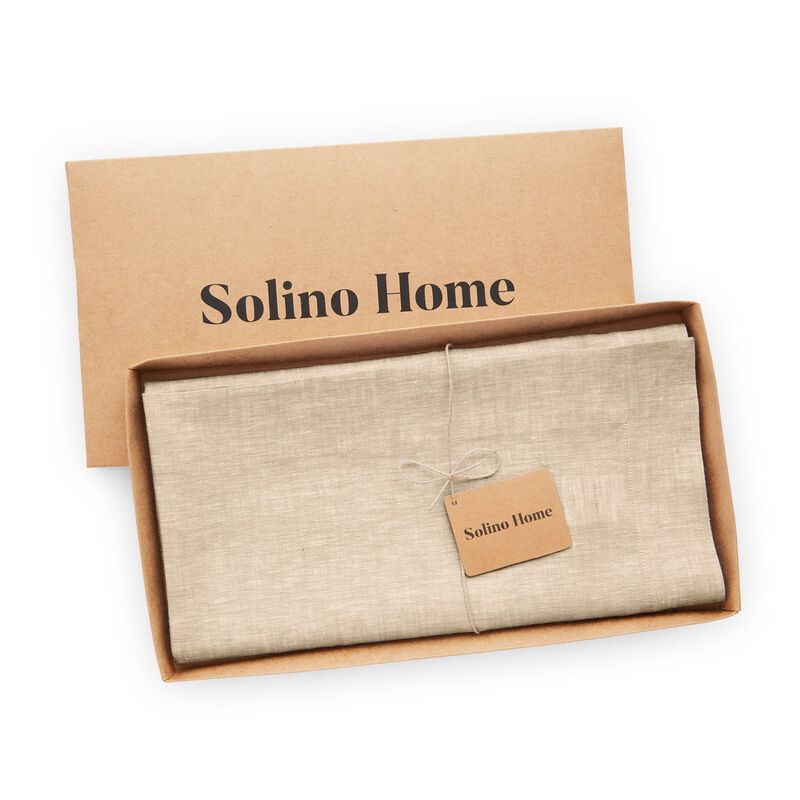 Solino Home 100% Pure Linen Table Throw 52 x 52 Inch | Athena