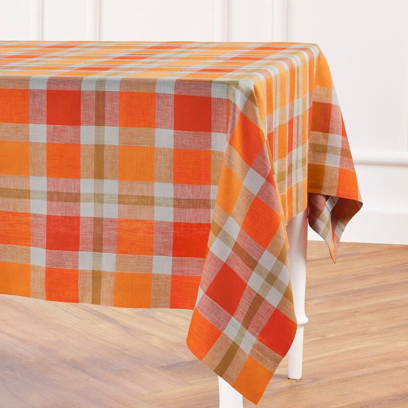 Solino Home 100% Pure Linen Tablecloth | Fall Buffalo Check
