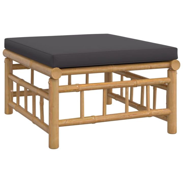 vidaXL Patio Footstool with Dark Gray Cushion Bamboo