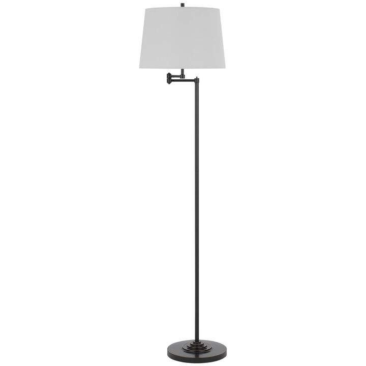 Tomi 63 Inch Floor Lamp, Double Swing Arm, Bronze Metal, White Shade - Benzara