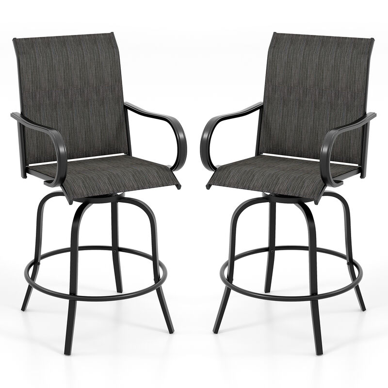 2 Pieces Patio 360 Rotation Swivel Bar Stool Set